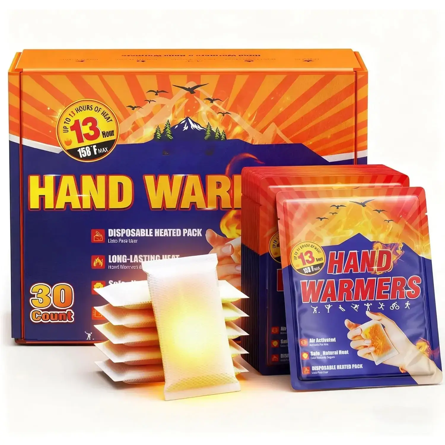Hand Warmers Disposable 200/150/100/50/30 pcs, Up to 13 Hours of Heat Body Warmers, Air Activated Bulk Hand Warmers for Women Men, Gifts for Christmas, Golf Hunting Camping Essentials