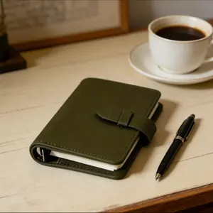 Olive M5 Artificial Leather Loose Leaf Notebook, Ring Bound, Portable Pocket Diary, Durable Thick Pages, Multifunctional Travel Journal