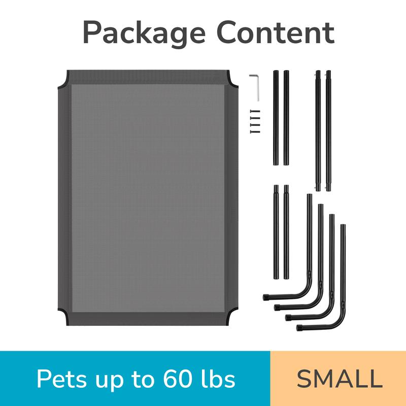 Elevated Pet Bed 43"D x 26"W x 8"H Gray Cooling Design for Year-Round Use with Joint-Relief Comfort Durable Frame & Recyclable Textilene Mesh