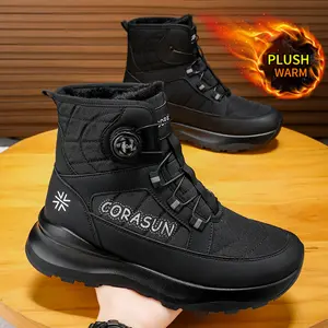 Men's Snow Boots - Non-slip PVC Sole, Easy On/Off with Rotating Buckle, Ankle High Winter Sports Shoes - Suitable for Hiking & Outdoor Activities in Cold Weather, Casual Wear