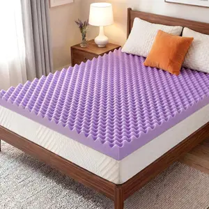 2 Inch Egg Crate Mattress Topper Twin, Gel Infused Memory Foam Mattress Topper for Pressure Relief, Breathable Mattress Pad Bed Topper in a Box, CertiPUR-US Certified, Purple, 38"×75"