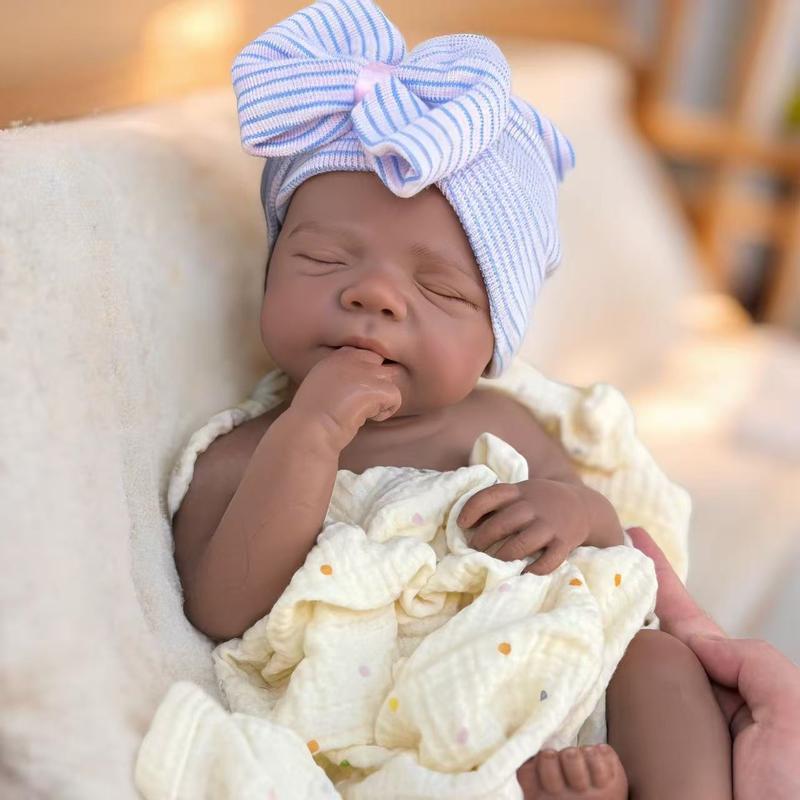 17 Inch Dark Skin Pascale&Vivienne Full Silicone Reborn Girl Doll Can Open Mouth Lifelike Artificial Painted Skin Handmade Flexible Waterproof Silicone Doll For Children