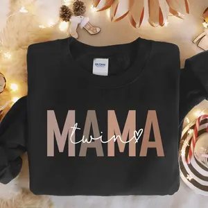 Twin Mama Shirt - First Time Twin Crewneck, Mom of Twins Sweater, Unisex Sweatshirt, Gift for New Twin Mama Menswear Hoodie