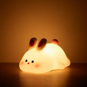 LED Night Lights Cute Sheep Panda Rabbit Silicone Lamp USB Rechargeable Timing Bedside Decor Kids Baby Nightlight Birthday Gift newstyle