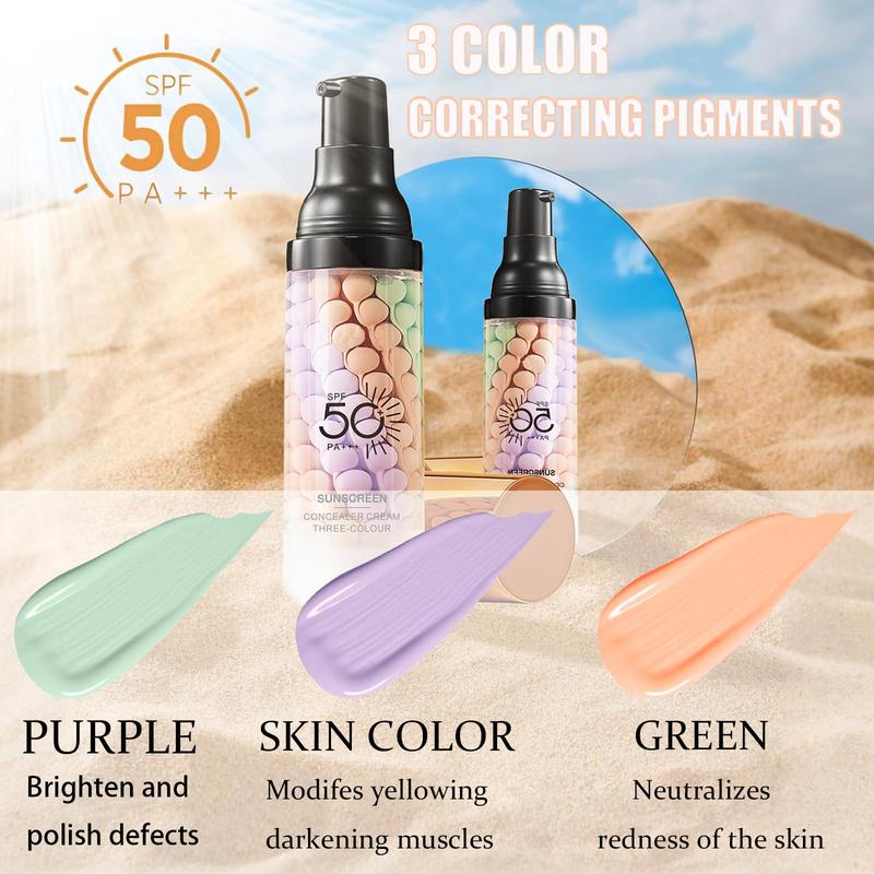 3 In 1 Primer for Face Before Makeup, Sunscreen Isolation Cream, SPF 50, One Step Color Corrector Face Primer, Oil Control & Moisturizing Skin Tone Correcting, Tinted Moisturizer with Spf