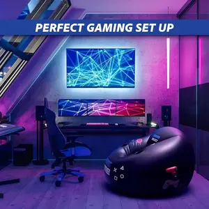 Inflatable Gaming Chair Comfortable Gamer Sofa with Cup Holder & Side Pocket, Lightweight Portable Lounge Seat for Gaming, Home & Relaxing Use (Black)