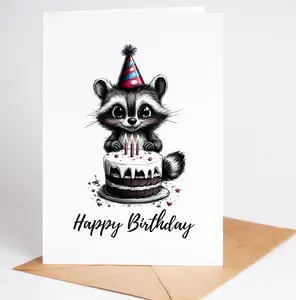 Adorable Raccoon Birthday Party Invitation