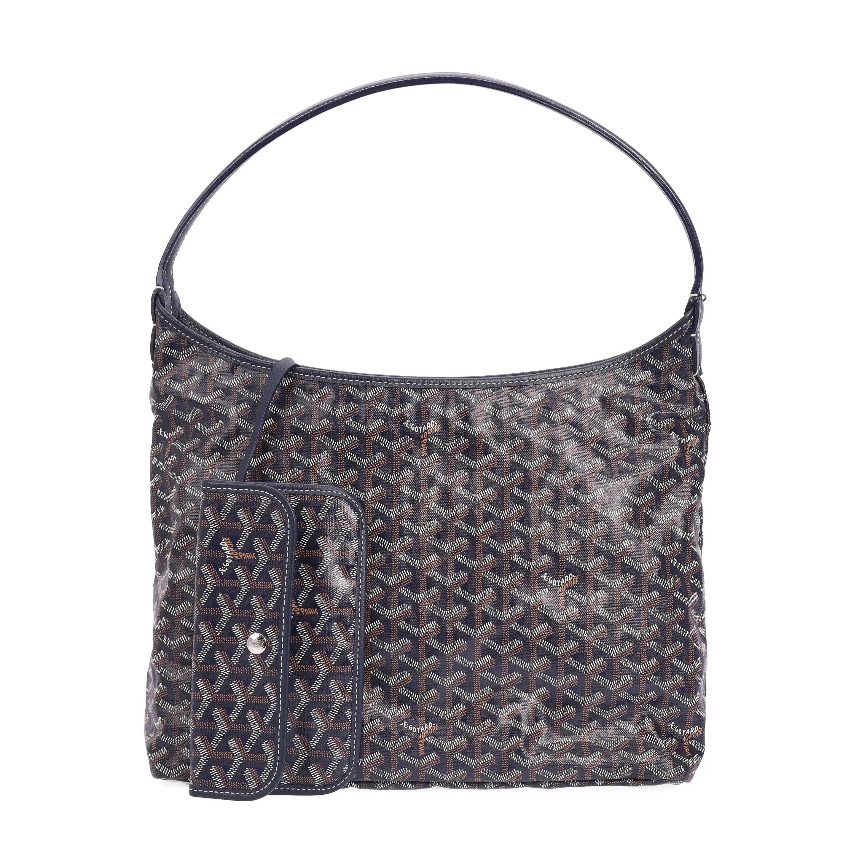 Pre-owned Goyard Coated Canvas Shoulder Bags Boheme Navy Hobo 71958953