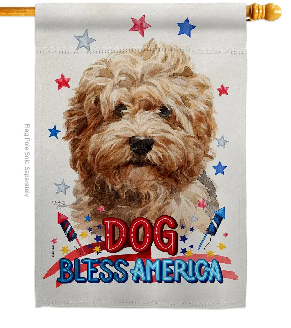 Breeze Decor H120151-BO Patriotic Shaggy Havanese Animals Dog 28 x 40 in. Double-Sided Decorative Vertical House Flag for Decoration Banner Garden Yard Gift