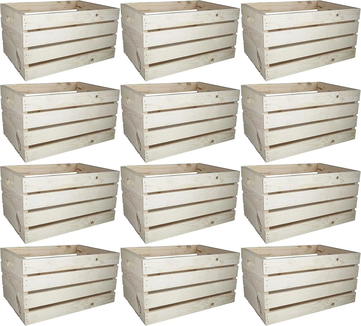 Large Wooden Crates by Make Market - Unfinished Wood Crate for Storage, Decorative Display, Arts & Crafts, Made of 100% Wood - Bulk 12 Pack