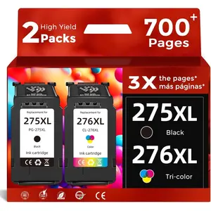 PG-275 CL-276 XL Ink  Compatible Replacement for  275XL 276XL(Black Tri-Color Combo Pack) Work for Cannon PIXMA TS3722 TR4720 TR4722 TR4700 TS3522 TS3700 TS3720 TS3520 TS3500