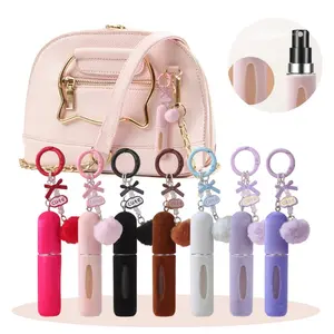 Cute Girly Plush Keychain Purse Accessory, 5ML Bottom-Refillable Portable Perfume Refill Bottle, Mini Travel Product Girly Purse Stuffer Perfume Dispenser, Purse Accessories,summervibes