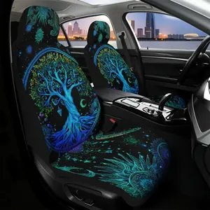 Tree of Life pattern car seat covers, 2-piece set, soft and machine washable, suitable for most vehicle models, perfectly enhancing the interior style and long-distance travel experience, Automotive seat covers, Car Seat Cushions