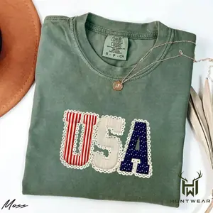 Comfort Colors Shirt , USA Patchwork T-Shirt, Patriotic American Flag Letter Tee, 4th of July Shirt Women, Trendy Oversized Aesthetic Tee, Soft Cotton USA Graphic Shirt