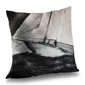 Begin Home Decor C1PT14146XRKD7 14 x 14 in. Boat in A Violent Storm - Coastal Poly Twill Throw Pillow