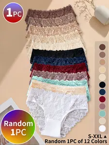 Women's Lace Triangle Panties, Trim Lace Panty, Random Color, Sizes S-Xxl, 12 Colors Available, Full Floral Design, Sexy Pure Desire, Breathable Comfort