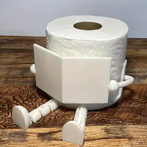 Artistic Movable-Joint Toilet Paper Holder Fun Decorative Bathroom Accessory for Home Office Restrooms Playful Creativity Pause Dispenser with Unique Reading Element and Durable Build