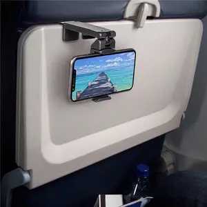 Foldable Travel Phone Mount Holder for Airplane Use, Adjustable and Rotatable Desktop Stand, Perfect for Selfies and Train Seats
