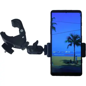 Phone Holder with Clamp for Golf Cart Universal Phone Mount Holder for Bicycle, Wheelchair, Stroller Mic Stand Phone Holder