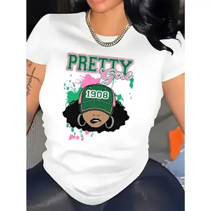 Pretty 1908 Graphic Tee - Women'S Round Neck Short Sleeves T-Shirt for Alpha Kappa Alpha Sorority
