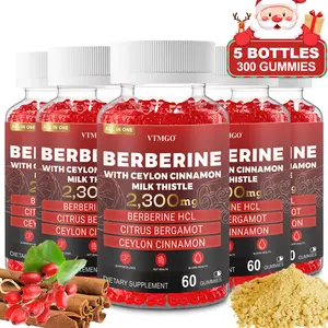 5 PCS - BERBERINE Supplement - Rich in Berberine HCl, Ceylon Cinnamon, Milk Thistle - Liver, Gut, and Blood Health - 60 Gummies