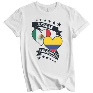 Mexican Colombian Heart Flags Mexico Colombia T-Shirt