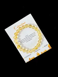 Unisex Yellow Crystal Beaded Bracelet, Fashionable Elastic Bracelet for Women & Men, Trendy All-match & Exquisite Jewelry for Birthday Gift