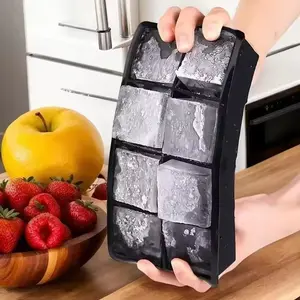 8-Cube Large Silicone Ice Cube Tray, Food Grade Square Mold for DIY Frozen Drinks, Easy Release Ice Mold for Home & Bar, Home Bar Accessories