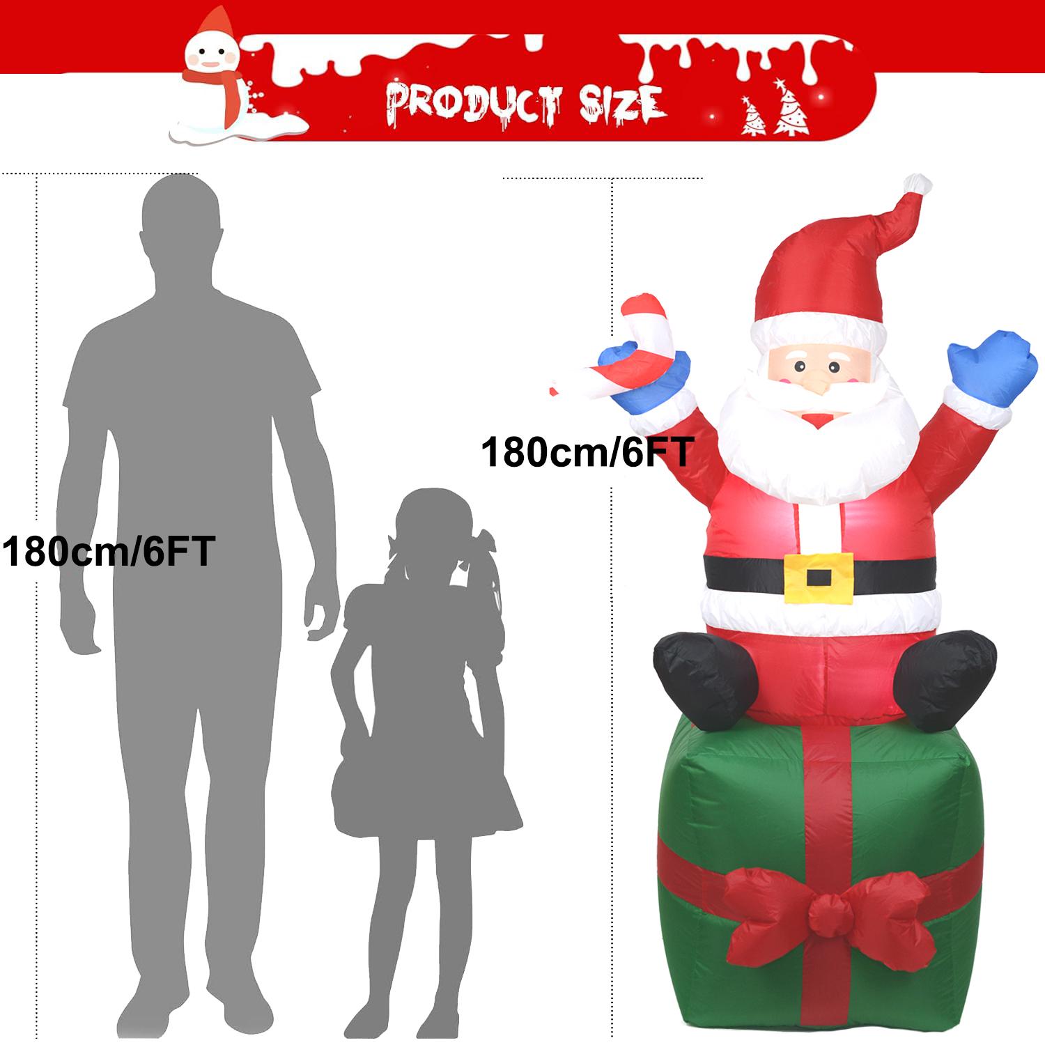 6FT Christmas Inflatables Santa Outdoor Decorations, Santa Claus Inflatable with Led Lights Xmas Blow up Yard Decorations for Square Lawn Garden Patio Holiday Party Decor