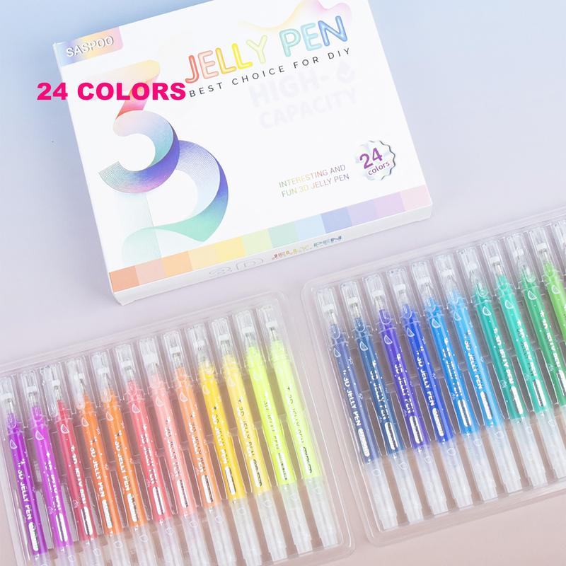 3D Jelly Pens, 12/24/36 Colors Set of 3D Effect Jelly Gel Pens, Perfect for Painting, Drawing, Writing, Bullet Journal, Card Making, Nail Painting, DIY Crafts