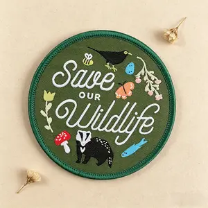 Save Our Wildlife Embroidered Patch, Butterfly Embroidery, Adhesive Iron-On, Suitable for Clothes, Jackets, Hats, Accessories, Easy Application, Durable Design, Floral Embroidery Appliques