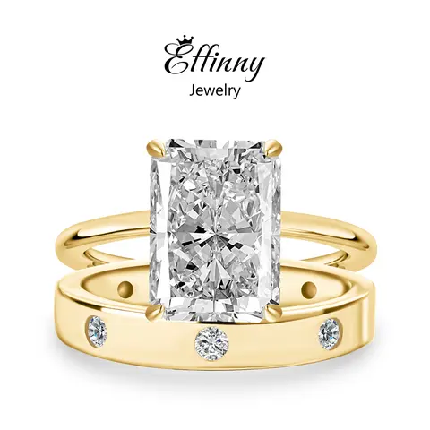 Effinny Jewelry Radiant Cut 5.0ct Wedding Ring Set, S925 Sterling Silver Promise Ring, 5A Cubic Zirconia Bridal Set Rings for Women Outdoorfun, Anniversary