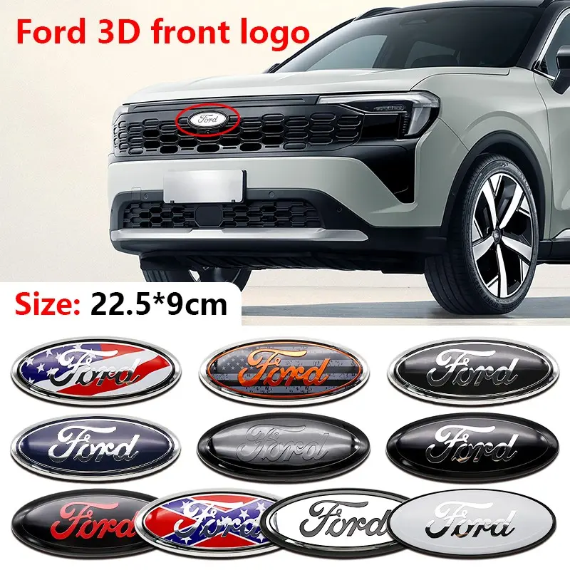 Ford Car Front & Rear Emblem, Scratch-Resistant Durable Hood Badge Replacement, Fits Focus, Fiesta, Kuga, Mondeo, Mustang Models
