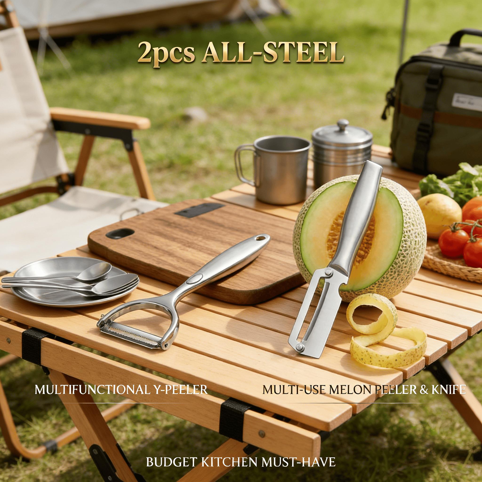 2-Piece Stainless Steel Peeler Set Functional Vegetable Peeler Ultra-Sharp Y-Peeler & Peeler Professional Grade Veggie & Fruit Tool  for Sugar Cane Potato Fruit Pineapple Pumpkin Papaya Carrot Veggie Peeler 2026 Home Hack for Fast Meal Prep