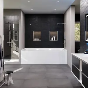 Eviva Swiss 54" Glossy White Acrylic Right Drain Alcove Bathtub