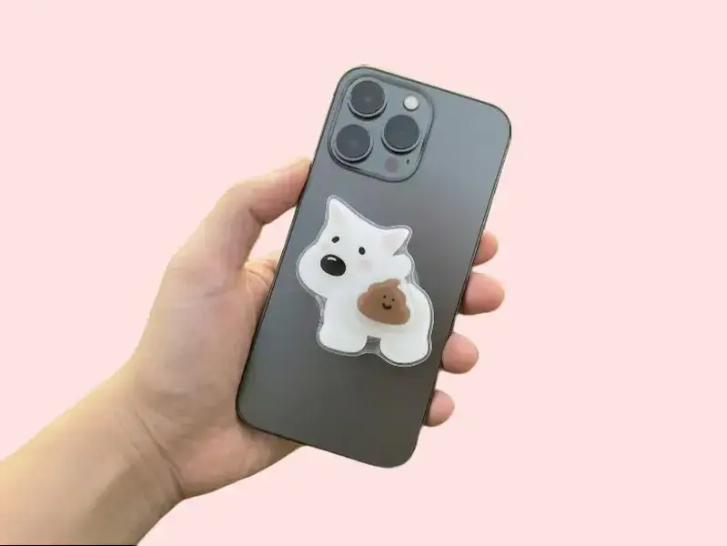Dog Phone Grip, Phone Holder with Spinning Poop Fidget, Magsafe Popsocket
