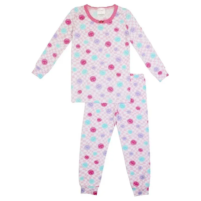 long sleeve pajama set | smiley girl