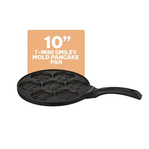 Kitchenfun Blini Mini Pancake Maker - Pan for 7 Smiley Face Pancakes, Nonstick Breakfast Cookware, Oven & Dishwasher Safe