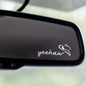 2PCS/SET "Yeehaw" Western Style Car Sticker for Car Rearview Mirror, Highlight Cowboy Funny Style, Inject Western Freedom DNA into Your Car, Trendy Decoration Maximizes Interior Personality, Decal Sticker, Car Accessories, Sticker For Cars