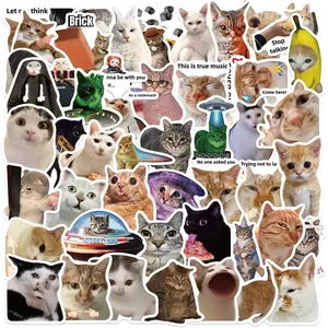 Cat Meme Stickers, Funny Cat Stickers for Journaling Adults Kawaii,Cute Waterproof Vinyl Sticker for Water Bottles Laptops 50Pcs