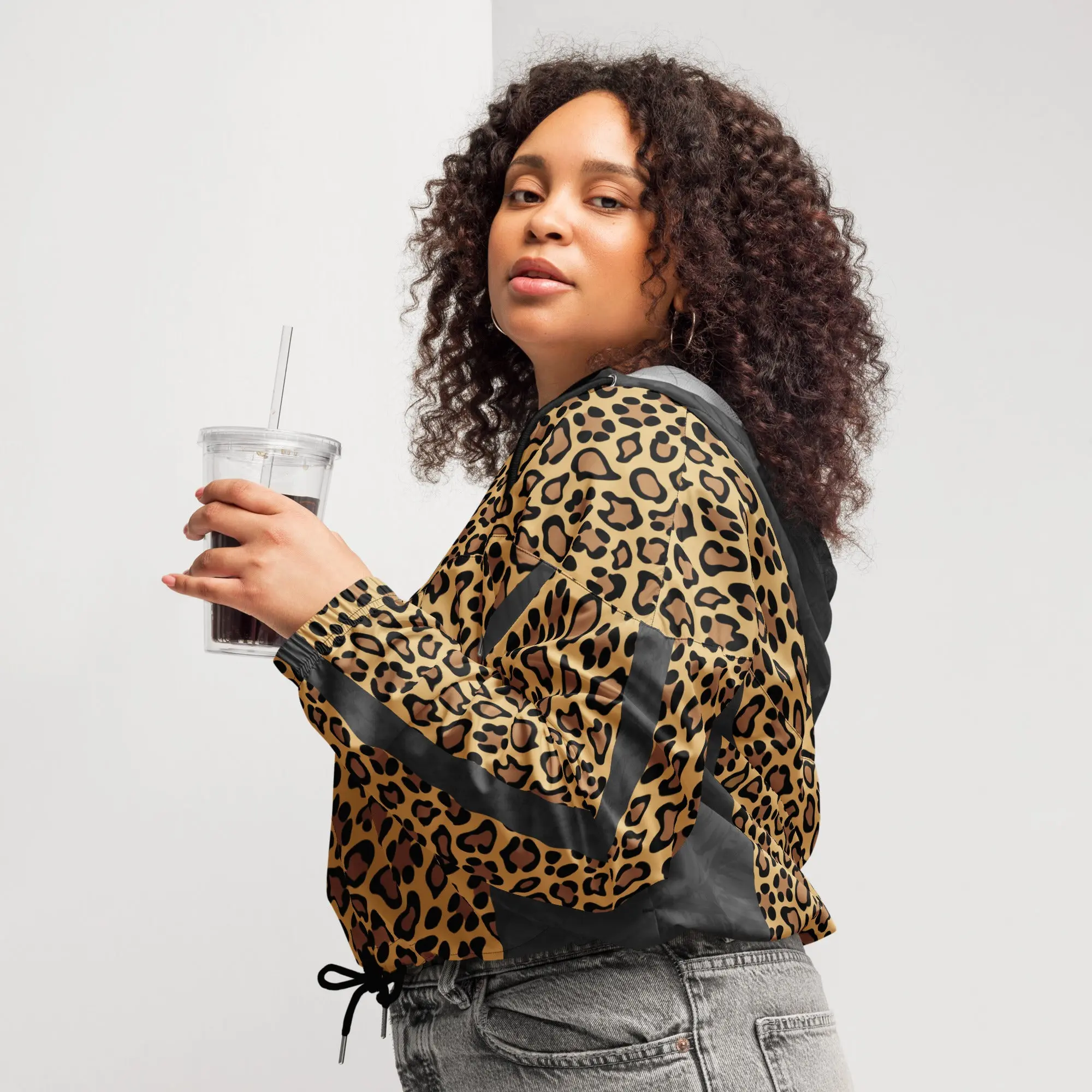 Leopard Cropped Windbreaker - TikTok Shop
