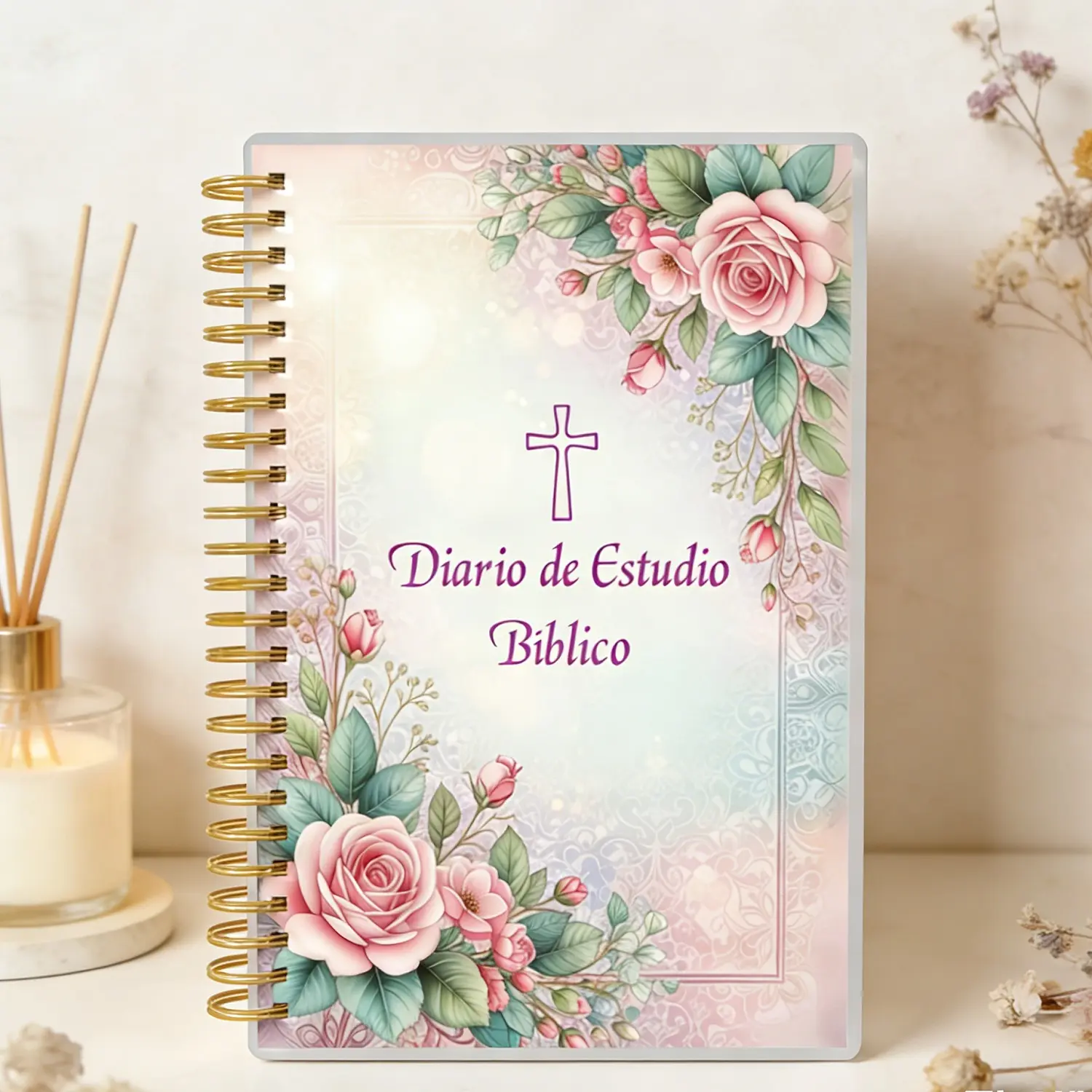 Spanish Bible Study Journal, Daily Reading and Reflection Notebook, 52 Week Undated Christian Spiritual Plan Book, Thick Paper, Durable Spiral Binding, Church Notes Journal, Spiral Coil Notebook, Devotional Journal, Spiral Bound Notebook