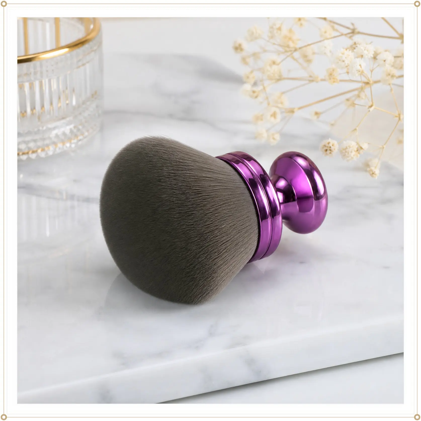 XL Kabuki Body Foundation Brush - 3.2in Versatile for Body and Face Makeup, Quick Streak-Free Coverage, Sensitive Skin Safe, for Self Tanner & Bronzer, with Purple Drawstring Bag for Special Occasions