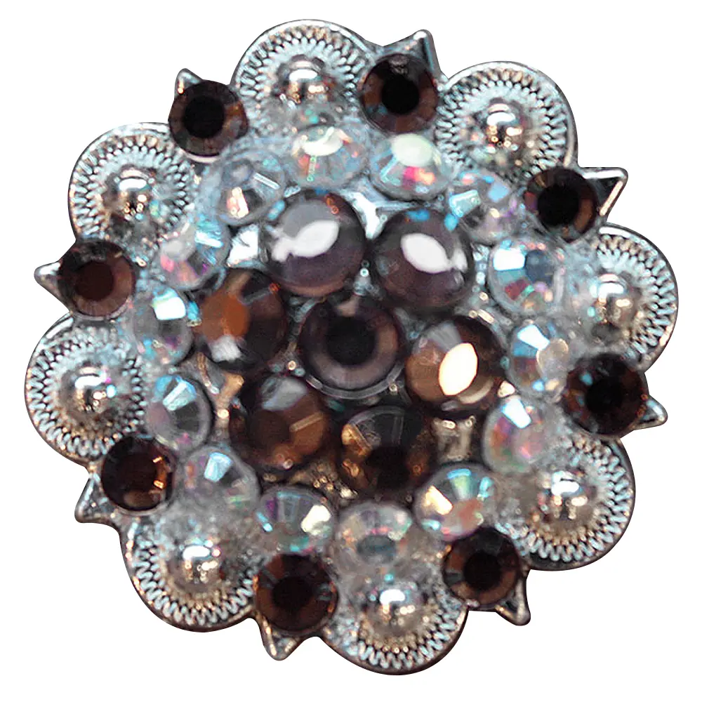 HILASON Brown Ab Crystal 1-1/4In Berry Concho Rhinestone Tack Saddle | Western Belt Slotted Conchos