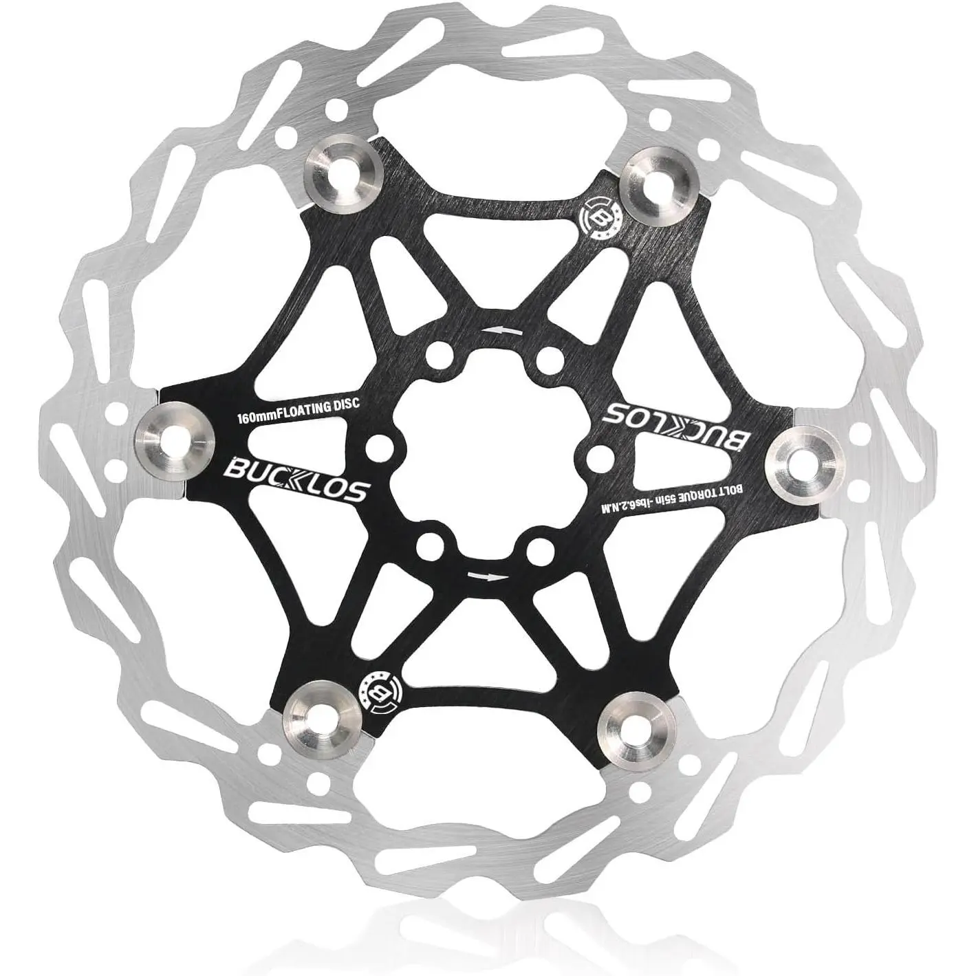 BUCKLOS MTB Floating Disc Brake Rotor, Lightweight Stainless Steel & Aluminum Alloy, 240g Heat Dissipation Mountable Rotors, 6-Bolt Easy Installation Bike Accessory for Mountain Biking, 160/180/203mm, 7075T6 Alloy, Caliper Compatible, Mtb Riding, Three Si
