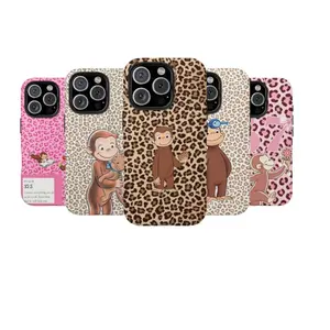 Curious Monkey Inspired Art Double Layer Phone Case | Fun Cartoon Design with Leopard Print Tough Phone Cover