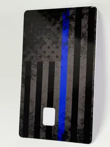 Thin Blue Line Police Support American Flag Vinyl Decal Sticker - Durable, Waterproof Anime Artwork Credit Card Skin, Perfect Gift for Police Supporters