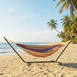 Double Hammock with Spreader Bar & Steel Stand, 450 Lbs Capacity, Portable for Camping, Backyard, Garden, Includes Carry Bag, Durable for Adults Outdoor Relaxation, Hammock For Outside