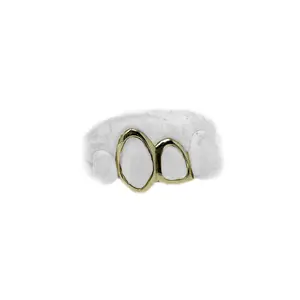 Two Open Face Gold Teeth Grillz (Double Cap)