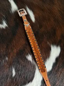 Basket Weave leather dog collar